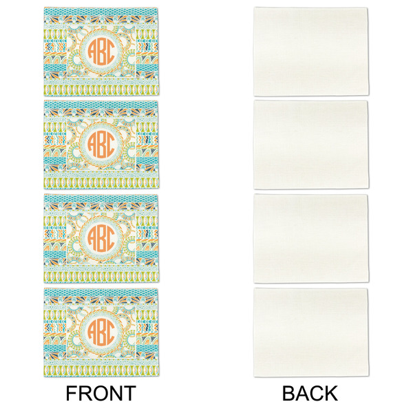 Teal Ribbons & Labels Linen Placemat - APPROVAL Set of 4 (single sided)