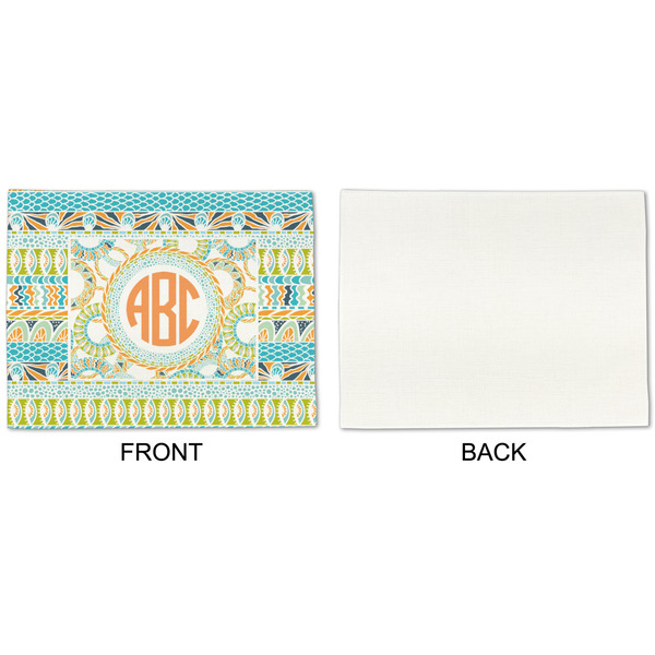 Teal Ribbons & Labels Linen Placemat - APPROVAL Single (single sided)