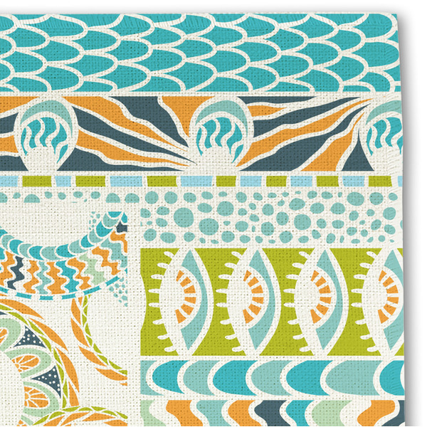 Teal Ribbons & Labels Linen Placemat - DETAIL