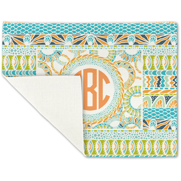 Teal Ribbons & Labels Linen Placemat - Folded Corner (single side)