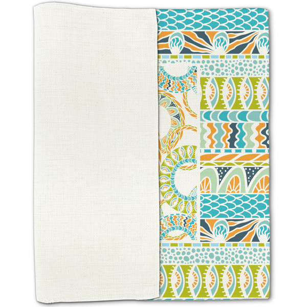 Teal Ribbons & Labels Linen Placemat - Folded Half