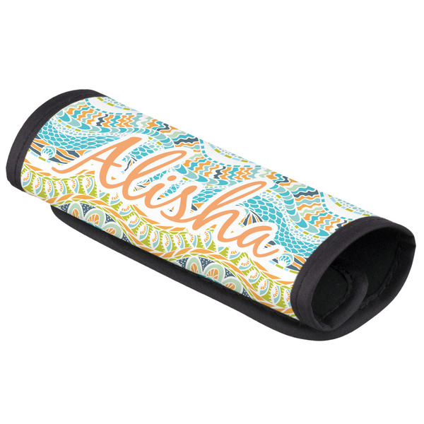 Custom Teal Ribbons & Labels Luggage Handle Cover (Personalized)