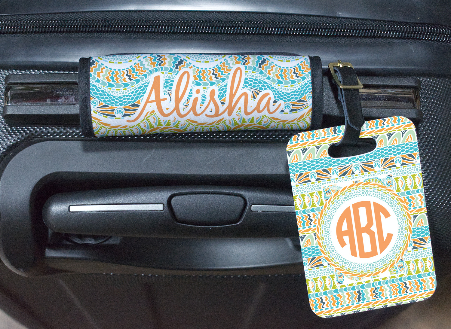 Teal Ribbons & Labels Diamond Luggage Tag (Personalized) YouCustomizeIt