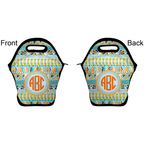 Teal Ribbons & Labels Lunch Bag - Front and Back