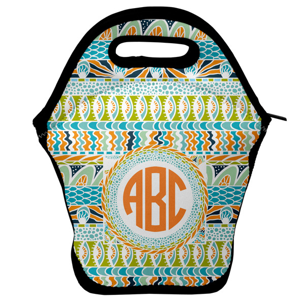 Custom Teal Ribbons & Labels Lunch Bag w/ Monogram