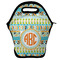 Teal Ribbons & Labels Lunch Bag w/ Monogram
