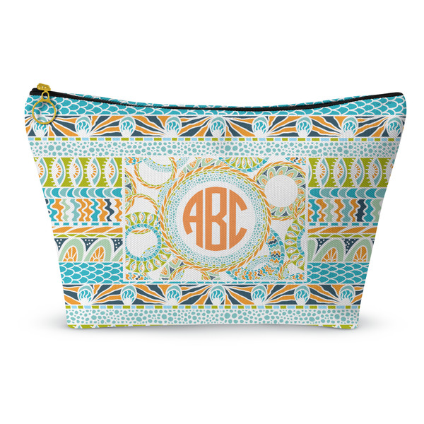 Custom Teal Ribbons & Labels Makeup Bag (Personalized)