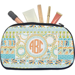 Teal Ribbons & Labels Makeup / Cosmetic Bag - Medium (Personalized)
