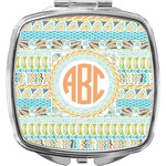 Teal Ribbons & Labels Compact Makeup Mirror (Personalized)