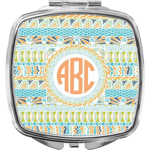 Custom Teal Ribbons & Labels Compact Makeup Mirror (Personalized)