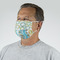 Teal Ribbons & Labels Mask - Quarter View on Guy