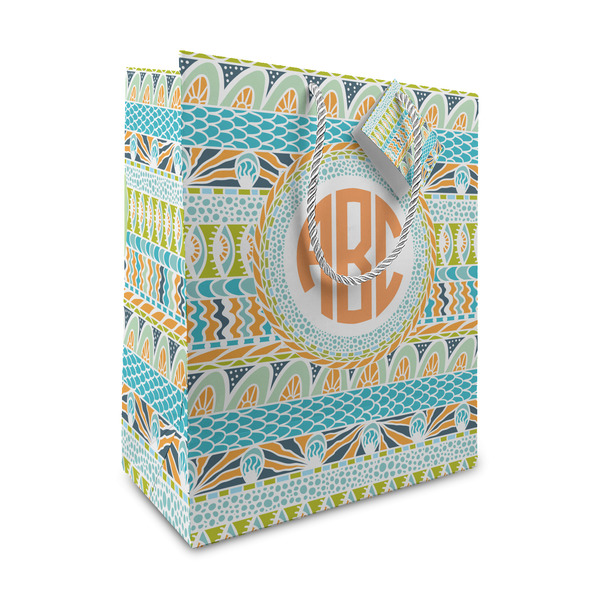 Custom Teal Ribbons & Labels Medium Gift Bag (Personalized)