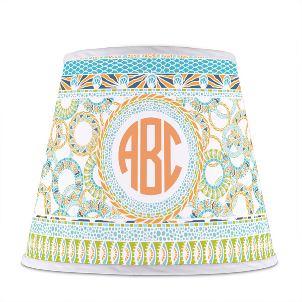 Teal Ribbons & Labels Poly Film Empire Lampshade - Front View