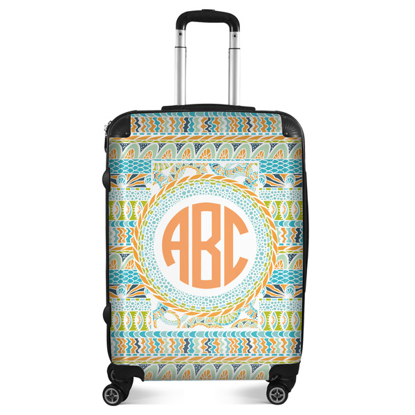 Custom Teal Ribbons & Labels Suitcase - 24" Medium - Checked (Personalized)