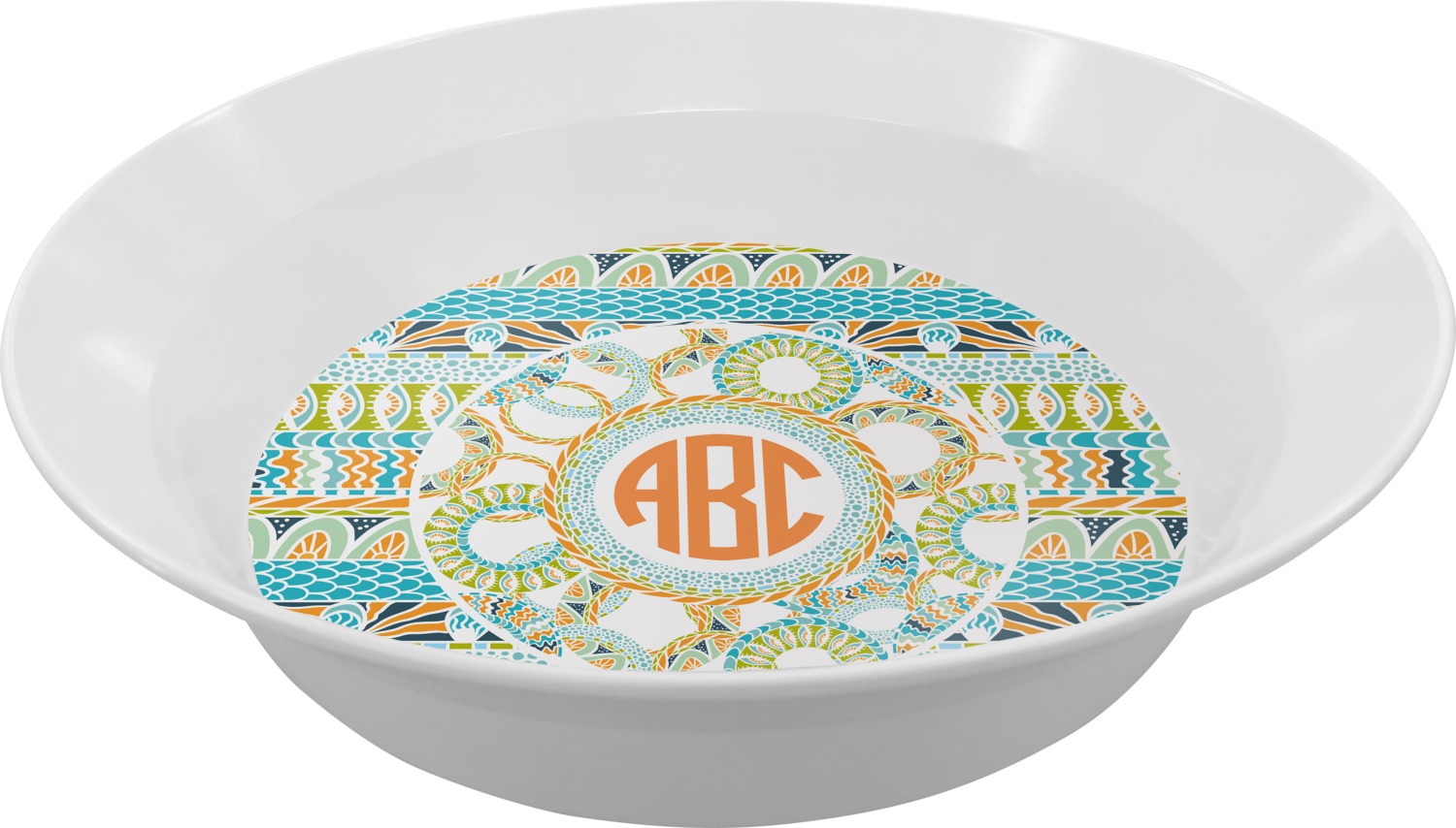Teal Ribbons & Labels Melamine Bowl (Personalized) YouCustomizeIt