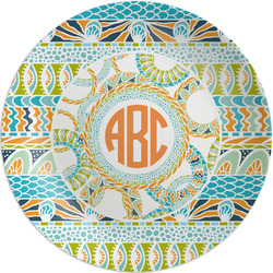 Teal Ribbons & Labels Melamine Plate (Personalized)