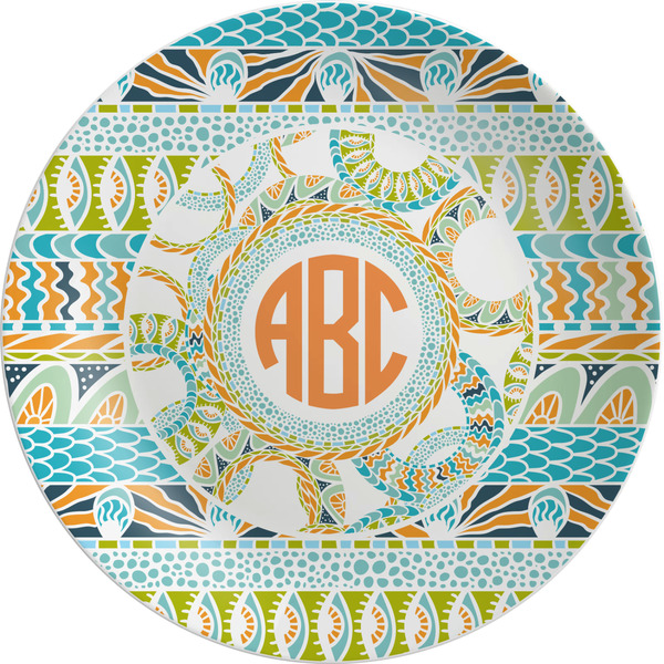 Custom Teal Ribbons & Labels Melamine Plate (Personalized)