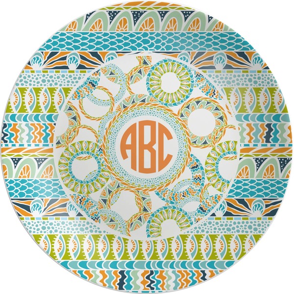 Custom Teal Ribbons & Labels Melamine Plate (Personalized)