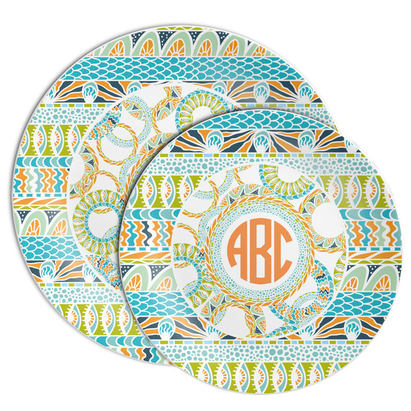 Teal Ribbons & Labels Melamine Plates - PARENT/MAIN