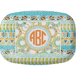 Teal Ribbons & Labels Melamine Platter (Personalized)