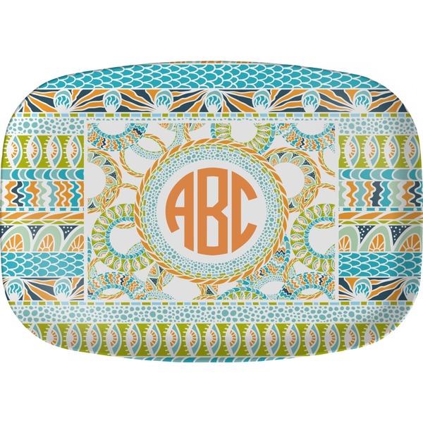 Custom Teal Ribbons & Labels Melamine Platter (Personalized)