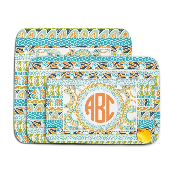 Teal Ribbons & Labels Memory Foam Bath Mat - MAIN PARENT