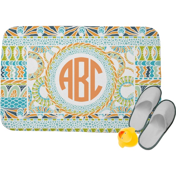 Custom Teal Ribbons & Labels Memory Foam Bath Mat (Personalized)