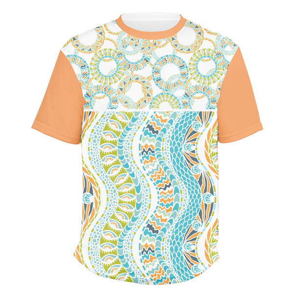 Custom Teal Ribbons & Labels Men's Crew T-Shirt - Small