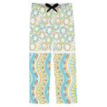 Teal Ribbons & Labels Mens Pajama Pants - S