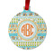 Teal Ribbons & Labels Metal Ball Ornament - Front