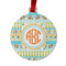 Teal Ribbons & Labels Metal Ball Ornament - Double Sided w/ Monogram