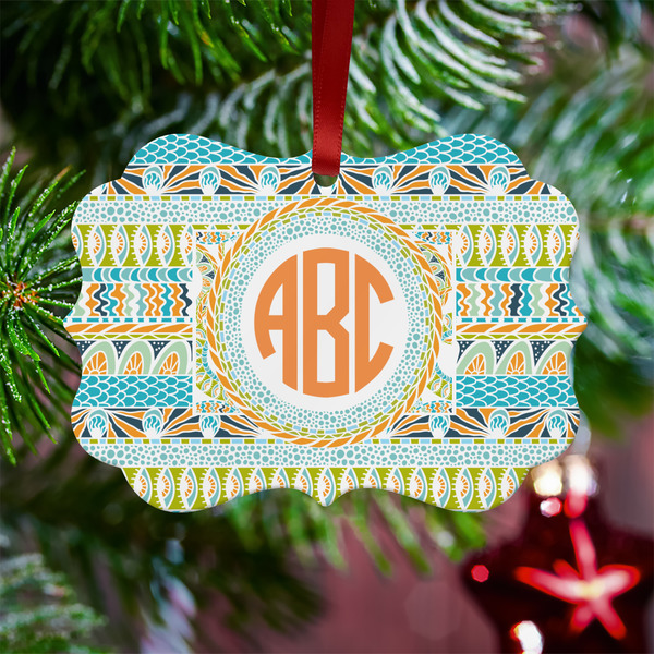 Teal Ribbons & Labels Metal Benilux Ornament - Lifestyle