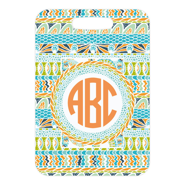 Teal Ribbons & Labels Metal Luggage Tag - Front Without Strap