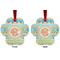 Teal Ribbons & Labels Metal Paw Ornament - Front and Back