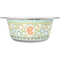 Teal Ribbons & Labels Stainless Steel Dog Bowl - Large (Personalized)