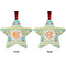 Teal Ribbons & Labels Metal Star Ornament - Front and Back