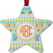 Teal Ribbons & Labels Metal Star Ornament - Double Sided w/ Monogram
