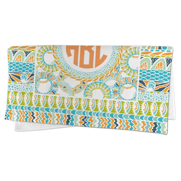 Teal Ribbons & Labels Microfiber Dish Rag - FOLDED (half)