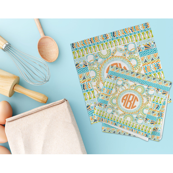 Teal Ribbons & Labels Microfiber Dish Rag - LIFESTYLE