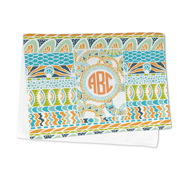 Teal Ribbons & Labels Microfiber Dish Towel - FOLDED HALF