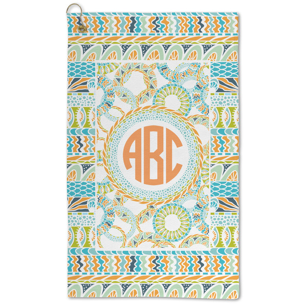 Custom Teal Ribbons & Labels Microfiber Golf Towel - Large (Personalized)