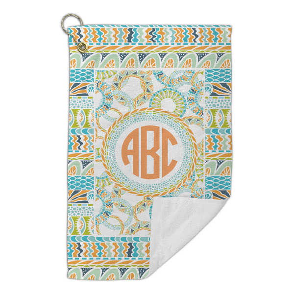 Teal Ribbons & Labels Microfiber Golf Towels Small - FRONT FOLDED