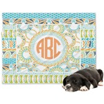 Teal Ribbons & Labels Dog Blanket - Large (Personalized)
