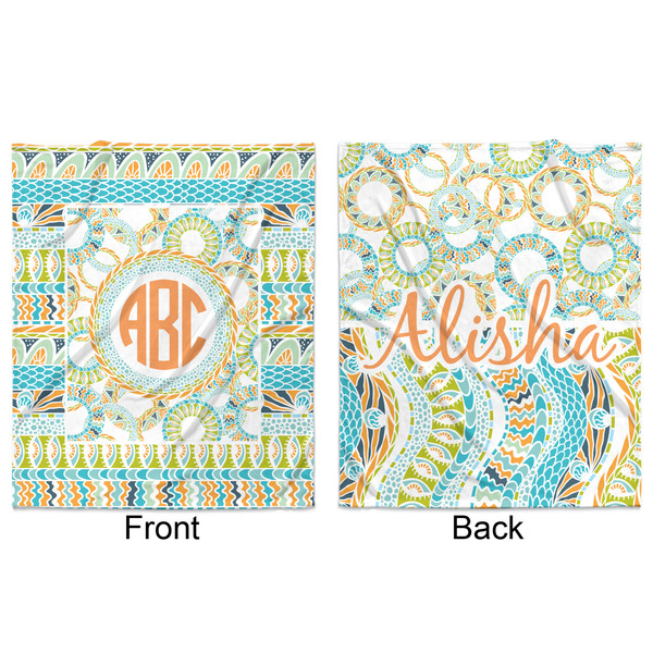 Teal Ribbons & Labels Minky Blanket - 50"x60" - Double Sided - Front & Back