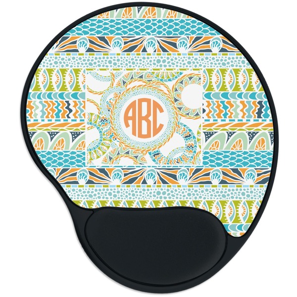 Custom Teal Ribbons & Labels Mouse Pad with Wrist Support