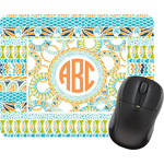 Teal Ribbons & Labels Rectangular Mouse Pad (Personalized)