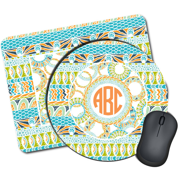 Custom Teal Ribbons & Labels Mouse Pad (Personalized)