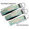 Teal Ribbons & Labels Multiple Key Ring comparison sizes