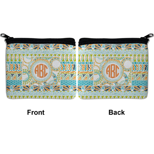 Teal Ribbons & Labels Neoprene Coin Purse - Front & Back (APPROVAL)