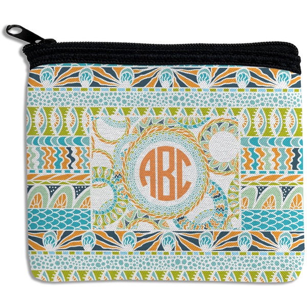 Custom Teal Ribbons & Labels Rectangular Coin Purse (Personalized)